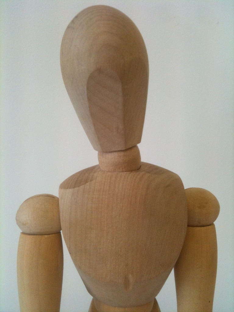 Close-up of a wooden artist's mannequin